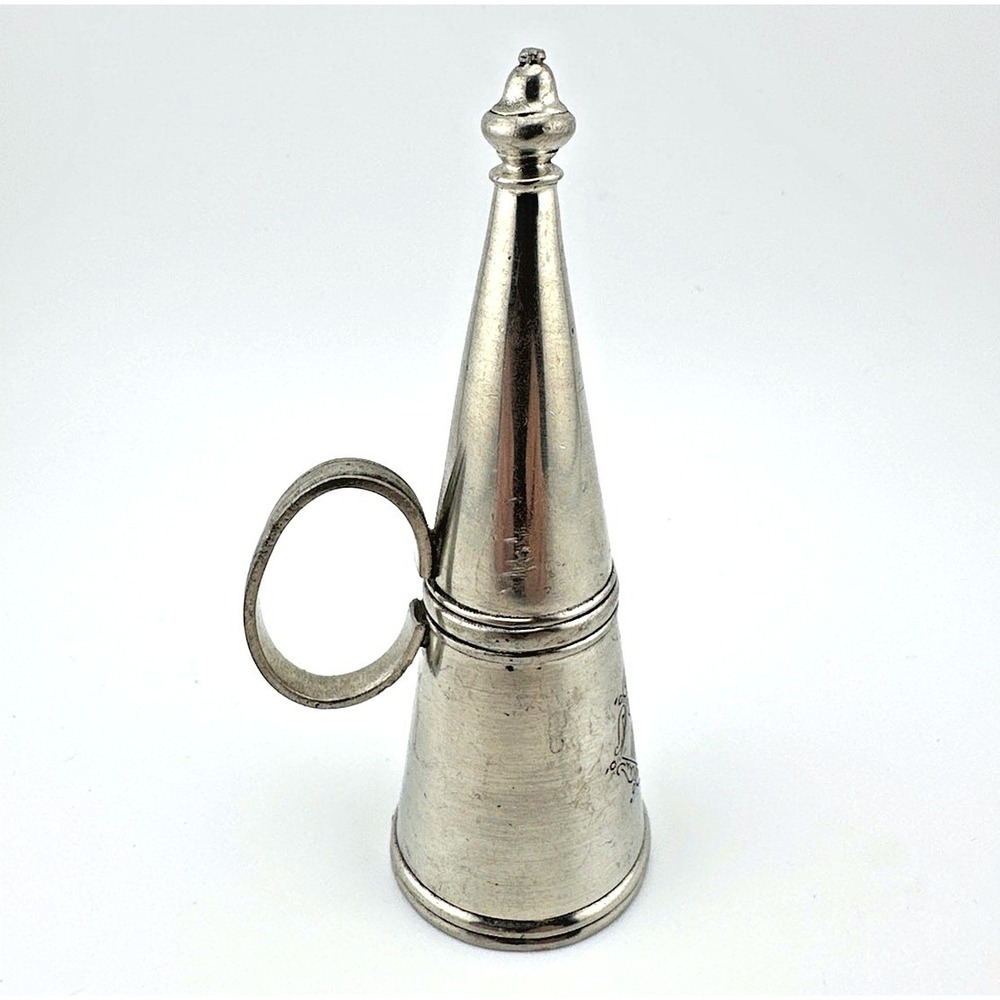 Vintage MMA Candle Snuffer Silver Pewter 1990 Engraved Heraldic Crest Handle - Picture 4 of 9